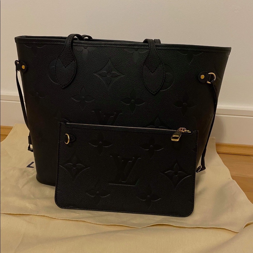 SOLD! Louis Vuitton black leather Empriente Never Full. POUCH NOT INCLUDED!